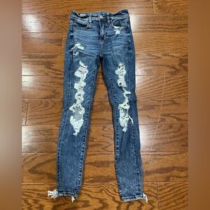 American Eagle Outfitters Ripped Dark Blue Skinny Jeans